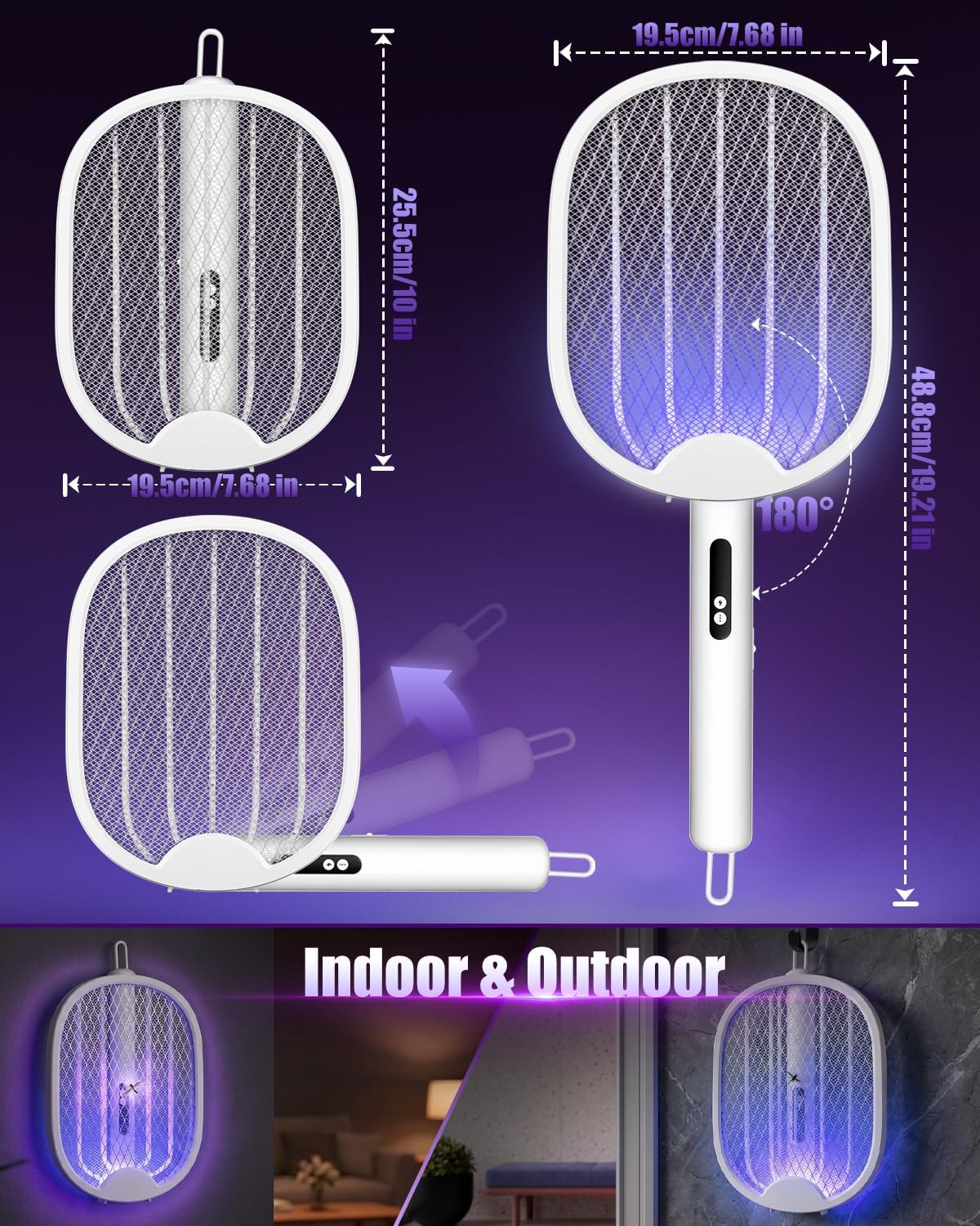 Thumbnail 6 de Molxss Fly Zapper: Foldable Electric Mosquito Swatter with 4000V Power