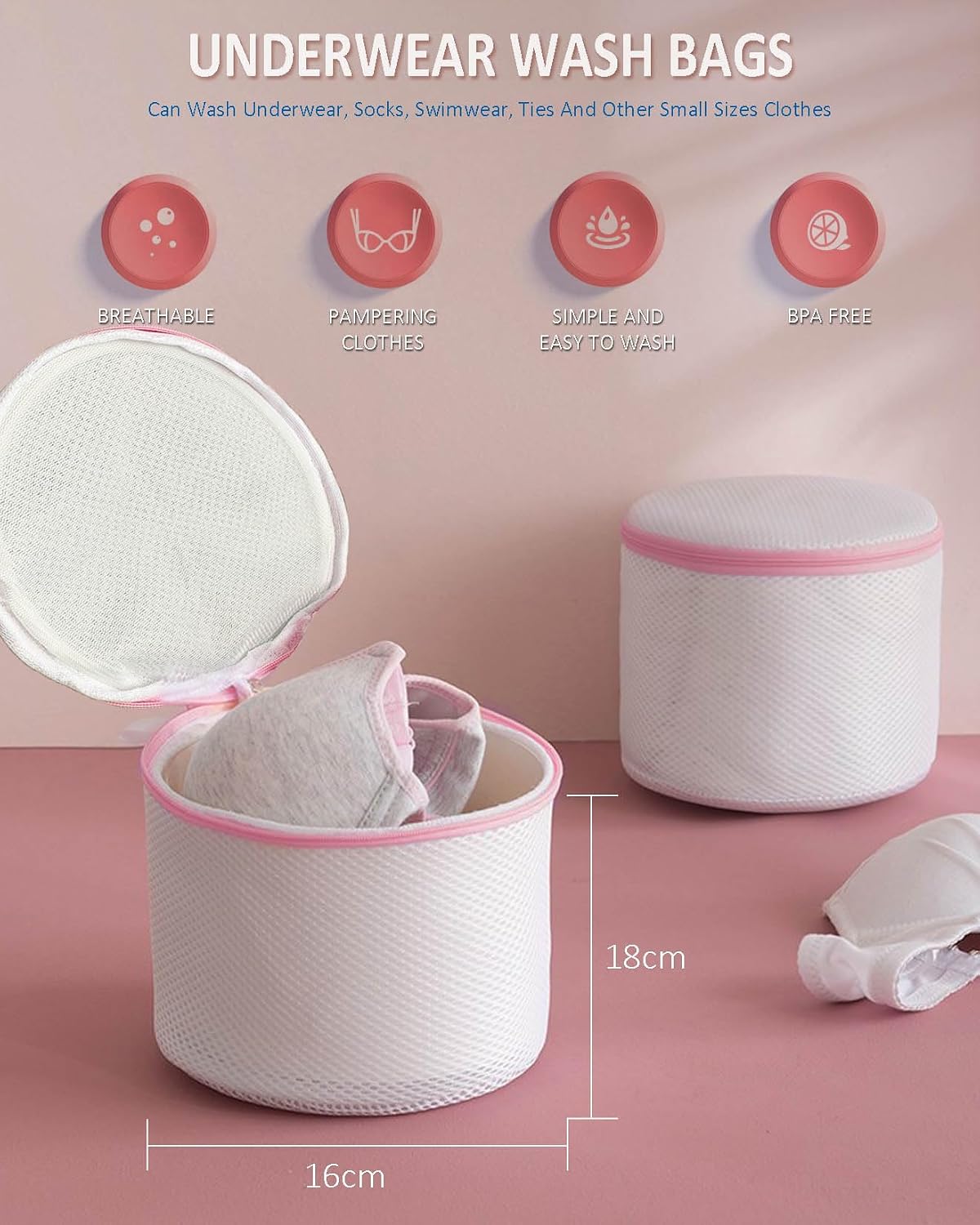 Detalle 2 de Dmjia 3-Piece Bra Washing Machine Bag Set, Polyester Mesh and Protective Zip