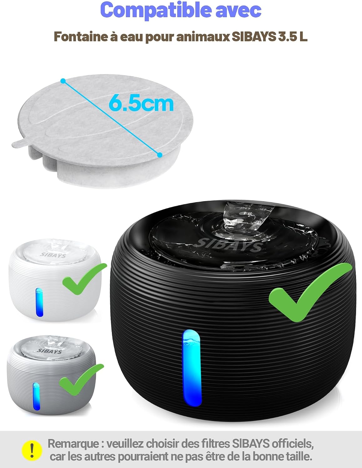 Thumbnail 5 de SIBAYS Filtre de Fontaine pour Chat 3L – Pack 16 filtres + 16 éponges + 2 éponges silencieux
