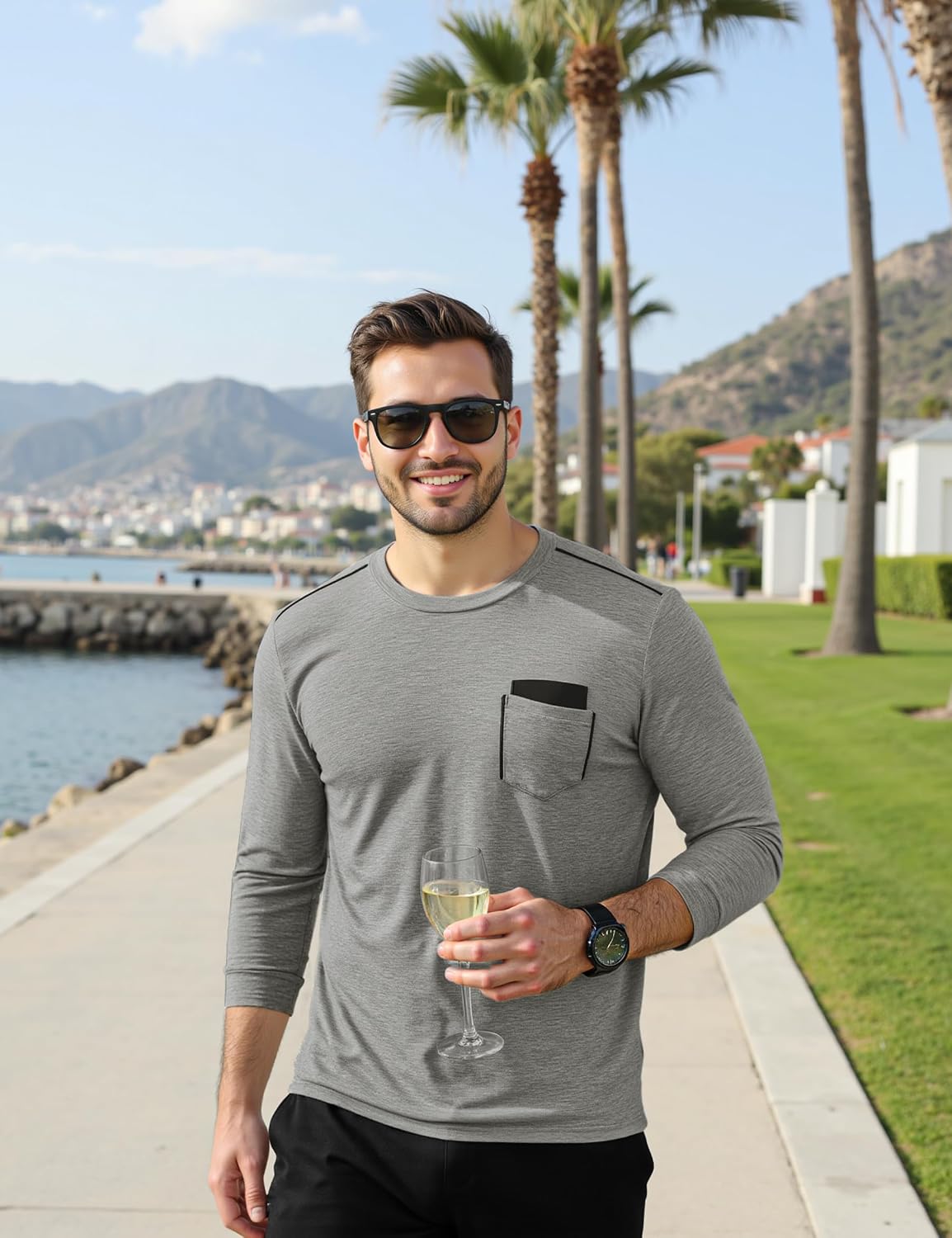 Detalle de Uniexcosm Pyjama Homme Hiver en Coton – Ensemble deux pièces avec poches et taille ajustable