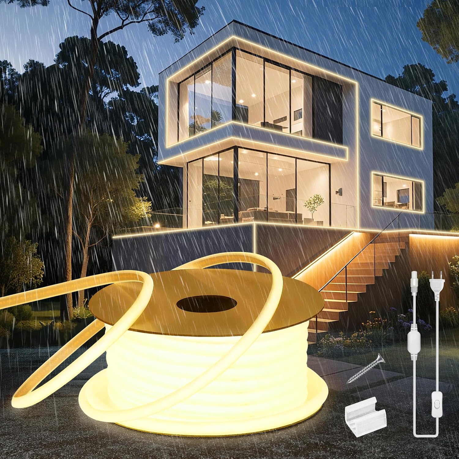 Detalle de SUCIKORIO D939-10m-Nuan neonowa taśma LED COB 10 m, IP65, 3000 K