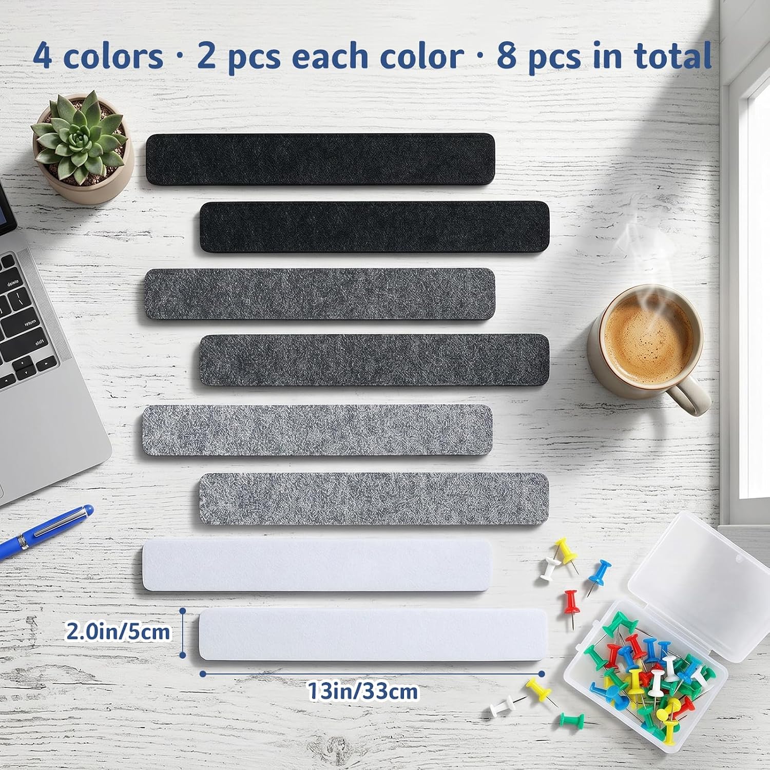 Detalle 2 de AMSGANK Felt Pin Board Strips, 8-Pack