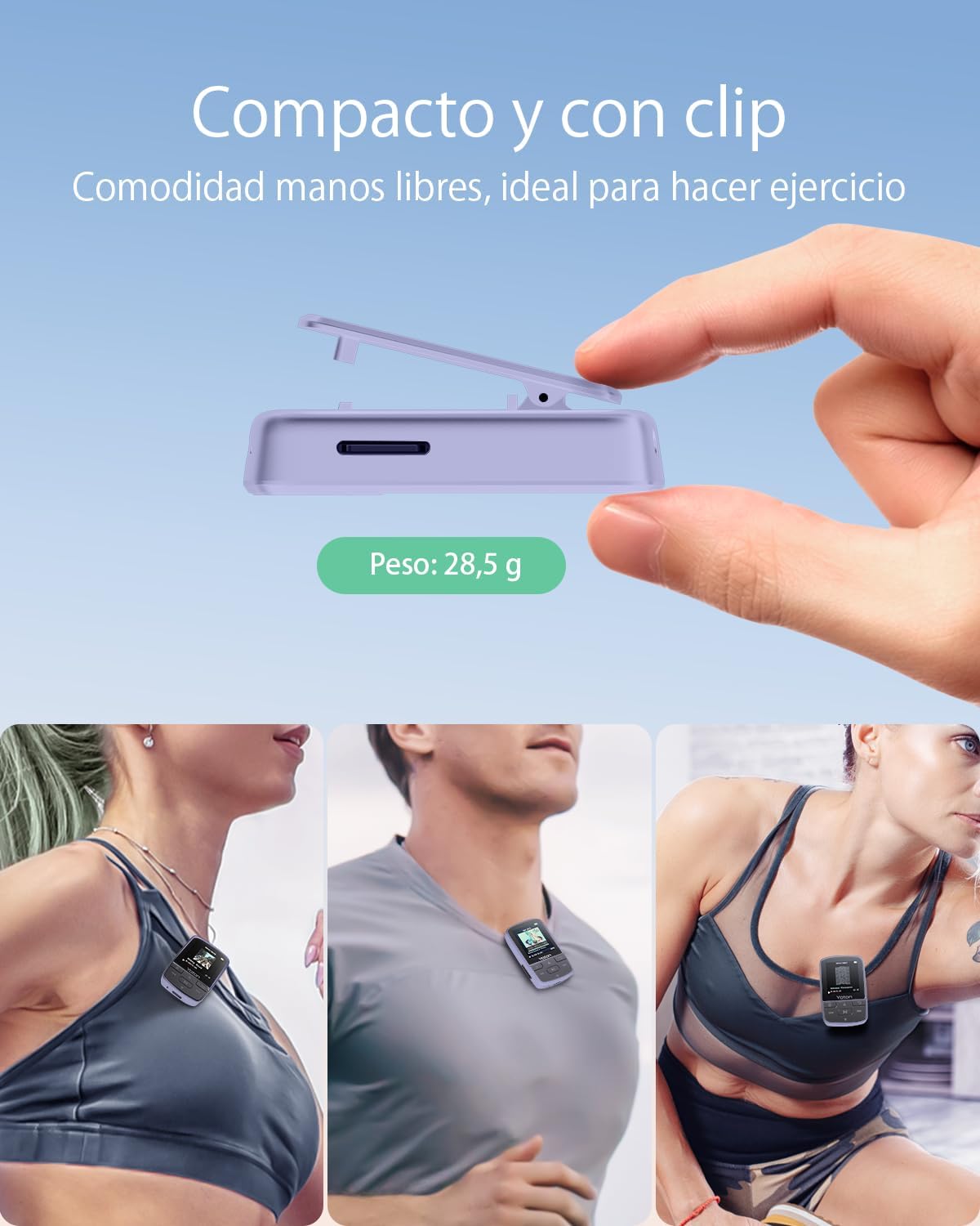 Detalle de YOTON Reproductor MP3 64 GB morado