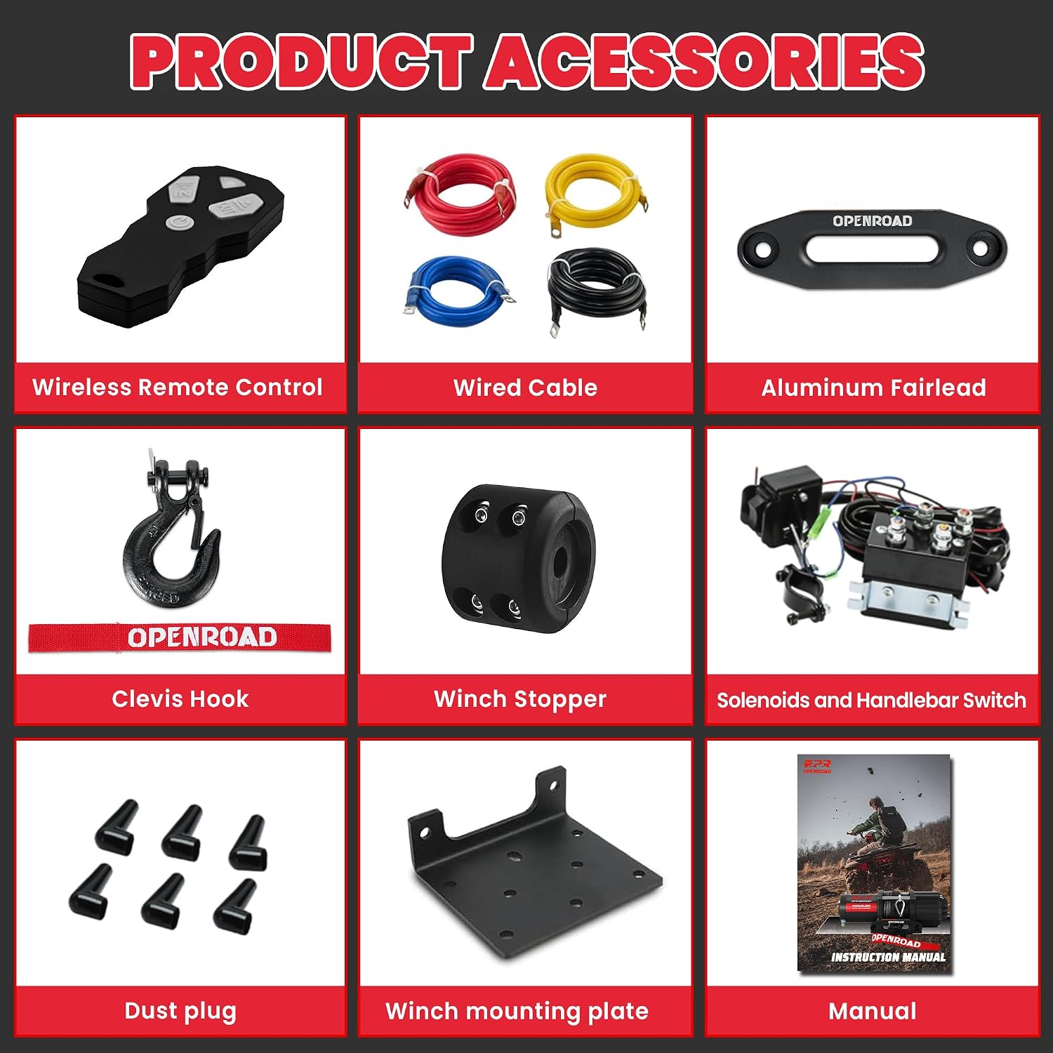 Thumbnail 5 de OPENROAD 4500 lb ATV/UTV Winch with 50 ft Synthetic Rope and Wireless Remote