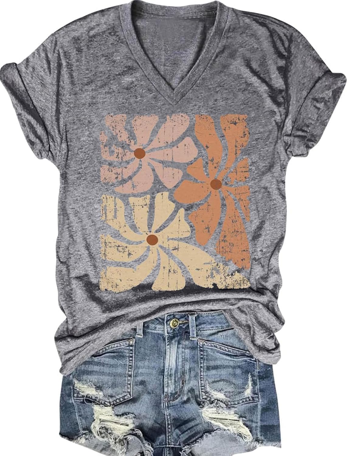 Detalle de Women's V-Neck Dragonfly Tee: Cute Summer Graphic Shirt