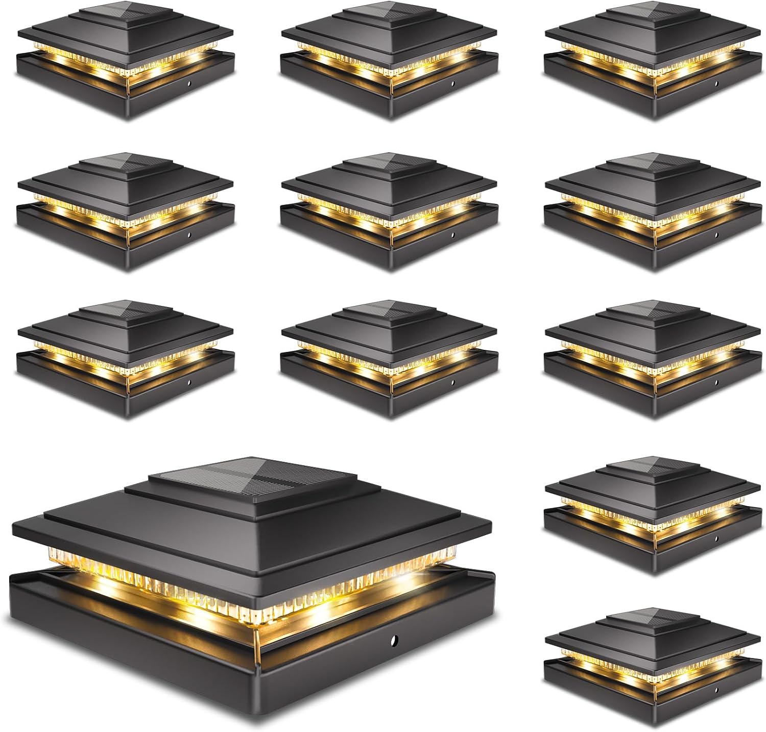 Detalle de JOFIOS TZ28 Solar Post Cap Lights, 12-Pack, Dual-Colour LED, Waterproof