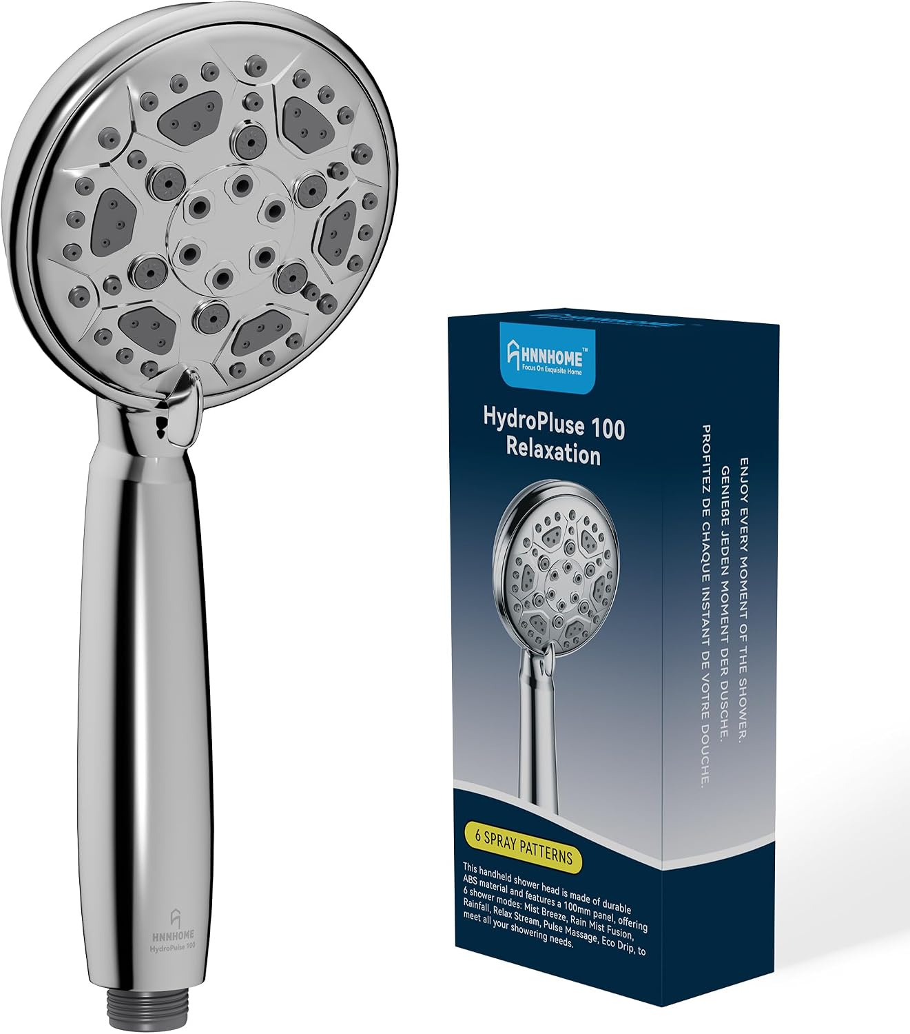 HNNHOME Pommeau de douche haute pression 6 modes – Grand tête 10 cm, installation universelle, rose