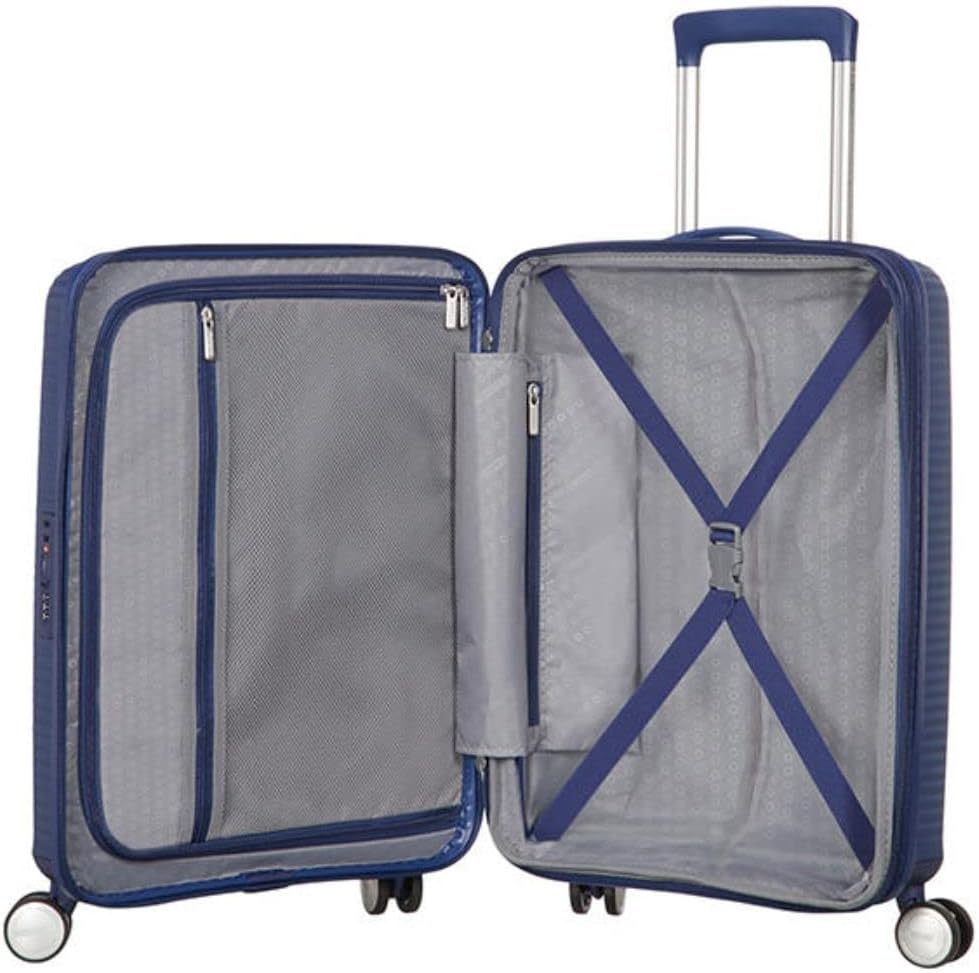 Detalle 2 de American Tourister Soundbox Trolley S espandibile da cabina 55 cm, Blu (Midnight Navy)