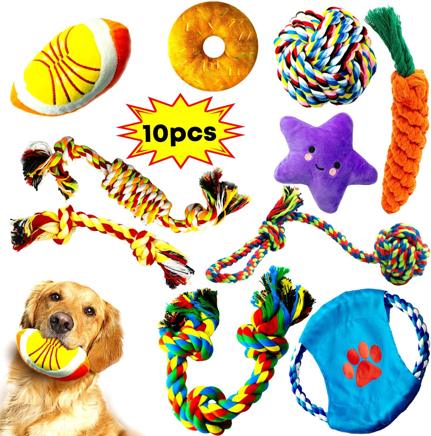 Thumbnail 6 de Decyam Rope Puppy Teething Chew Toy 4-Pack (giraffe, carrot and tug ropes) for small dogs