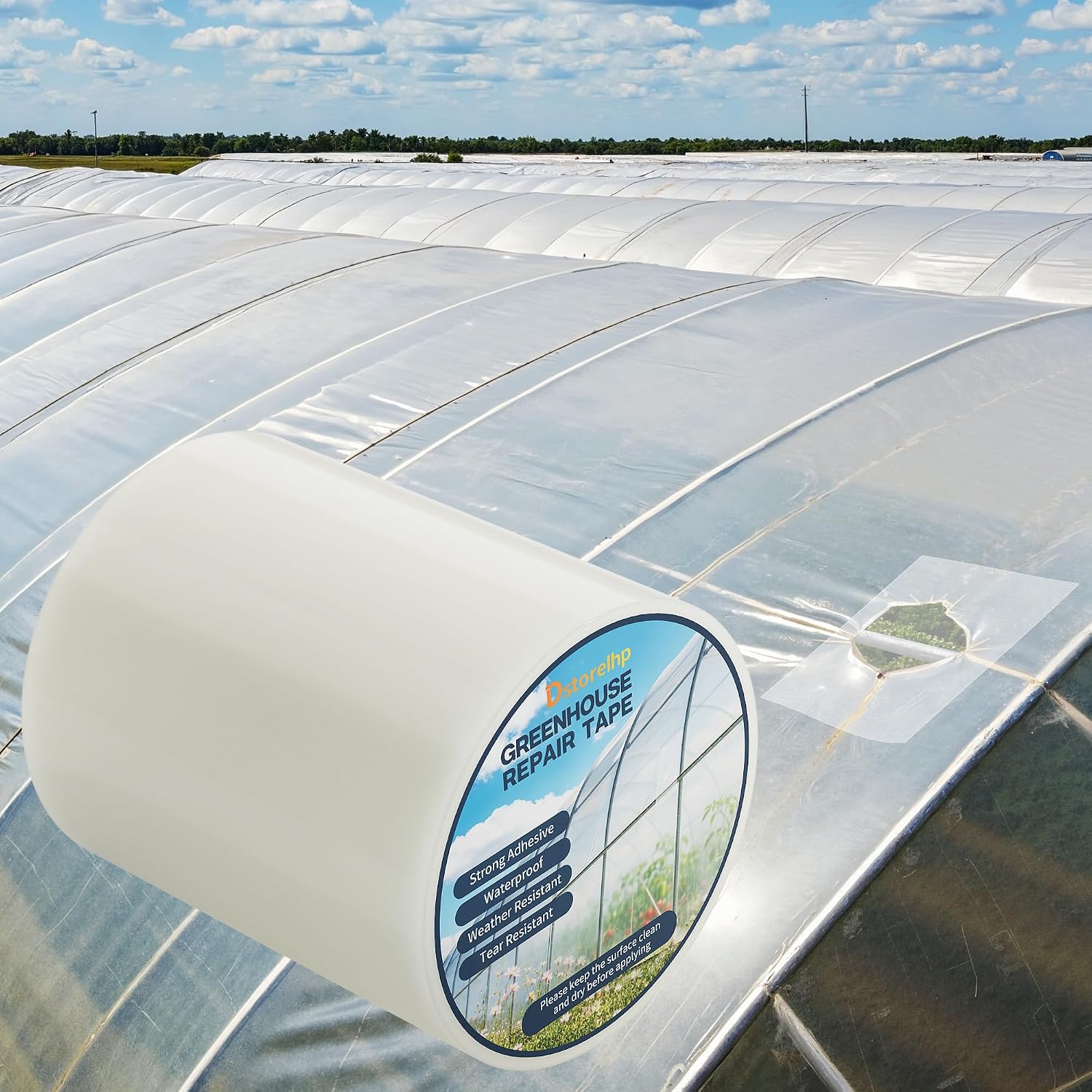 Detalle de Dstorelhp DS-DPJD515 Greenhouse Repair Tape, 5.5 mil, Clear, 4.72 in x 66 ft
