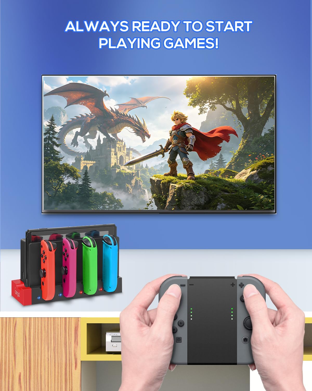 Thumbnail 6 de FYOUNG Switch 1 & Switch OLED Controller Charger Dock (4-in-1) with USB Type-C Cable