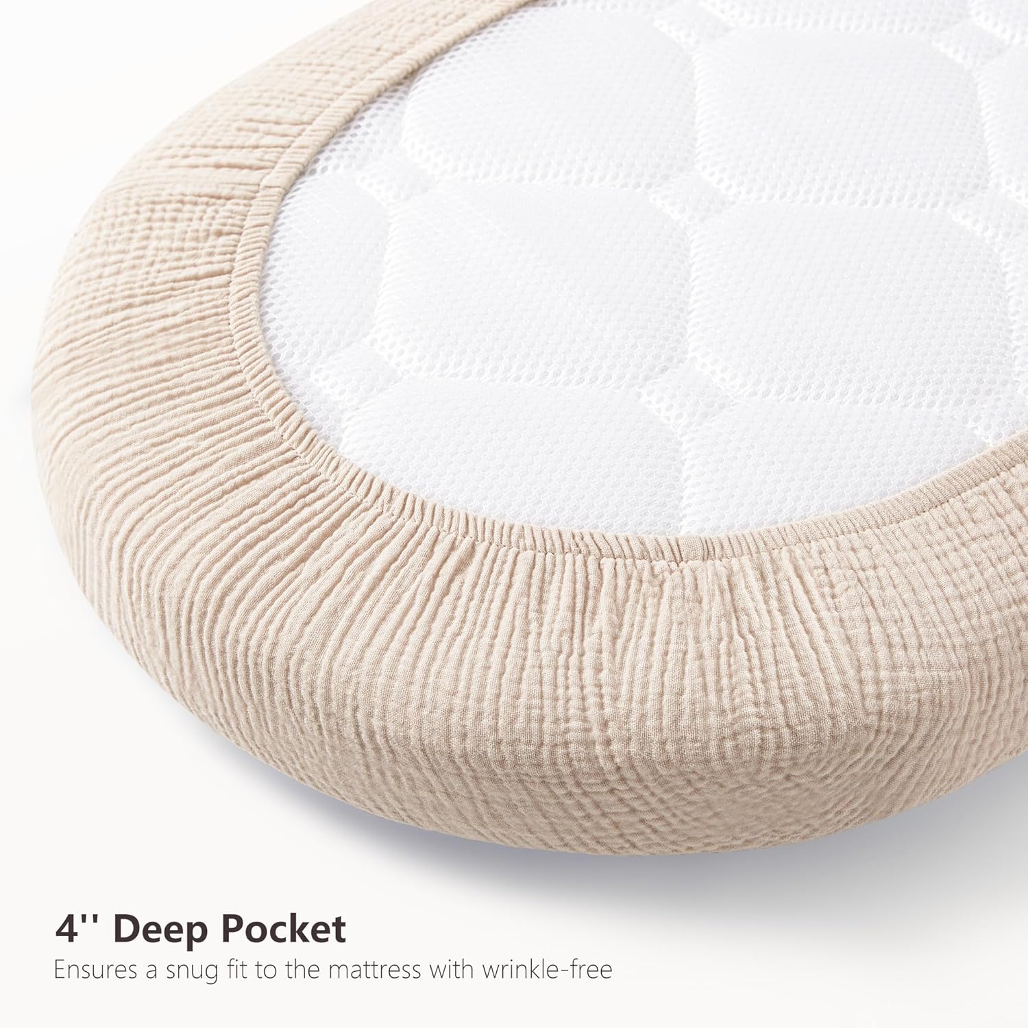 Thumbnail 4 de Muslin Moses Basket Sheets 2 Pack (100% Cotton) Next to Me Crib/Fitted Bassinet Sheets – 83x43cm