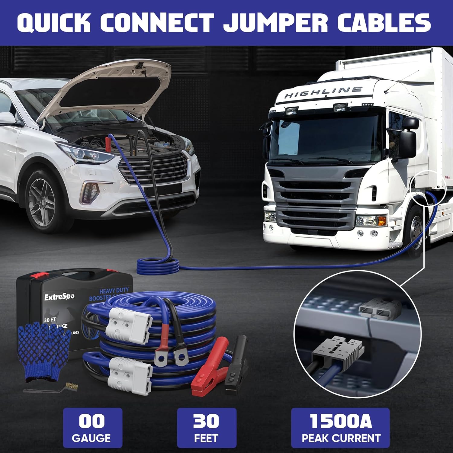 Thumbnail 4 de EXTRESPO 2/0 Gauge 30 FT Jumper Cables 1500A