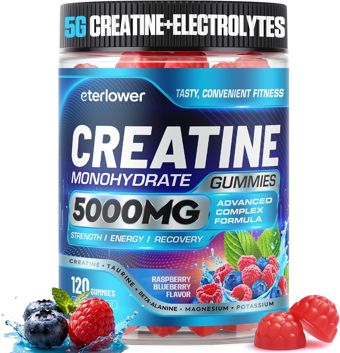 Detalle de eterlower Creatine Gummies, 8-in-1 Sugar-Free Vegan Formula, 5,000 mg