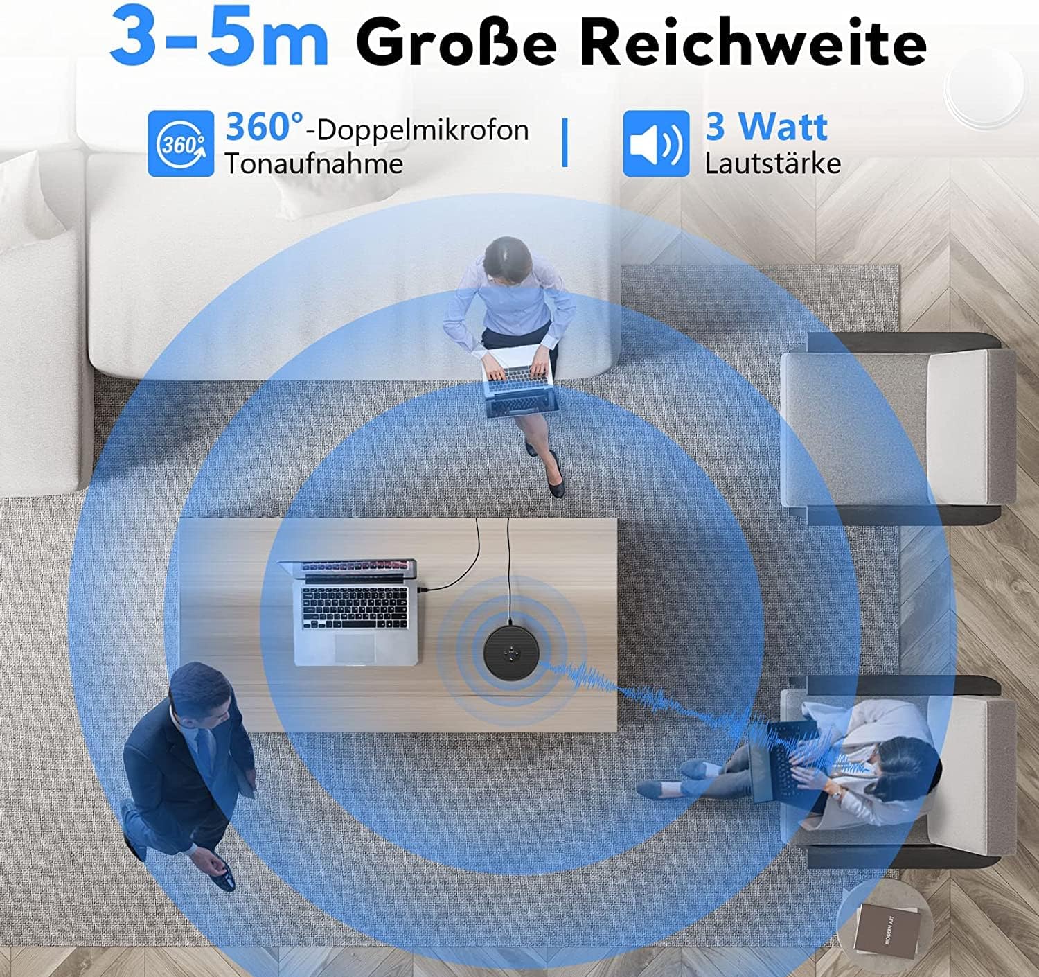 Detalle 1 de EMEET M1A Konferenzlautsprecher für Meetings 360°