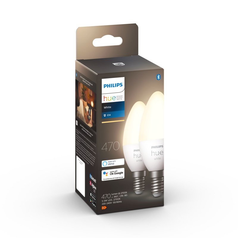 Thumbnail 3 de Philips Hue White Pack 2 Bombillas LED Inteligentes Vela E14 5.5W Luz Blanca Cálida