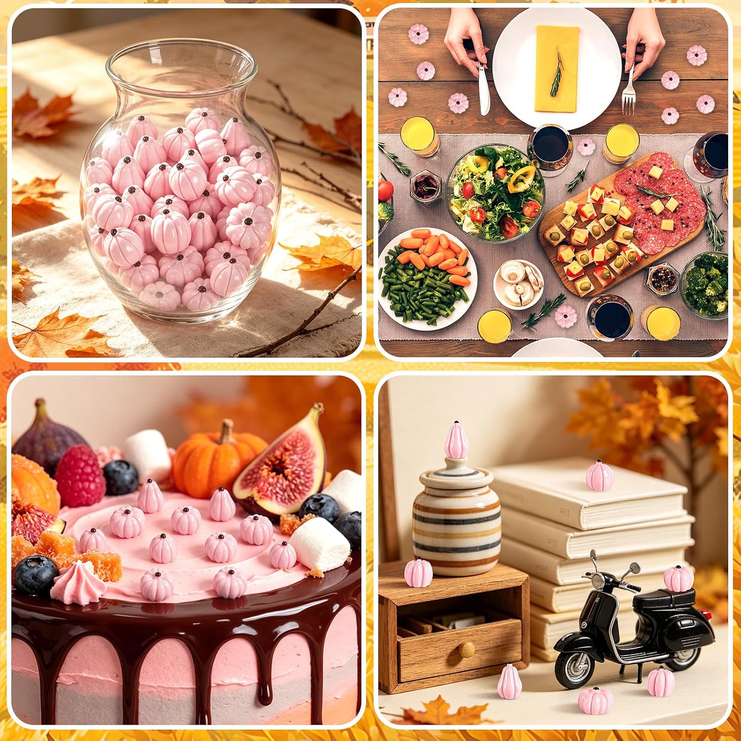 Thumbnail 6 de DTOFOOT 14839 Mini Pink Resin Pumpkins, 60-Piece Set, 5 Designs
