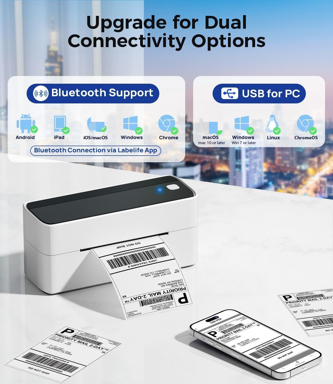 Thumbnail 1 de Phomemo PM241-BT Bluetooth-labelprinter voor thermische verzend- en barcodelabels