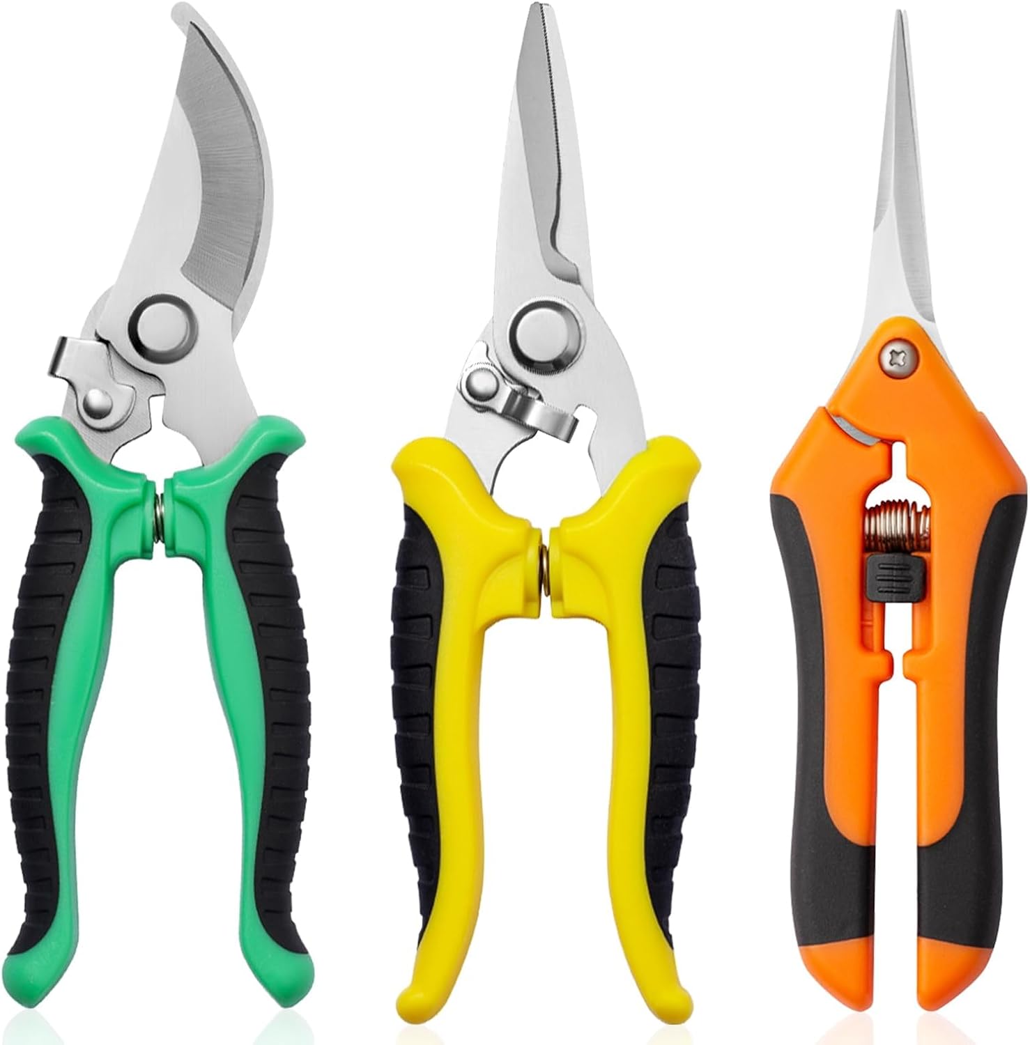 Detalle de Drametic+ Scissors 3-Pack Garden Pruning Shears with Stainless Steel Blades