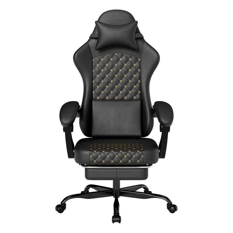 Detalle de Rolipo W3298 silla gaming ergonómica con masaje y reposapiés, PVC negro