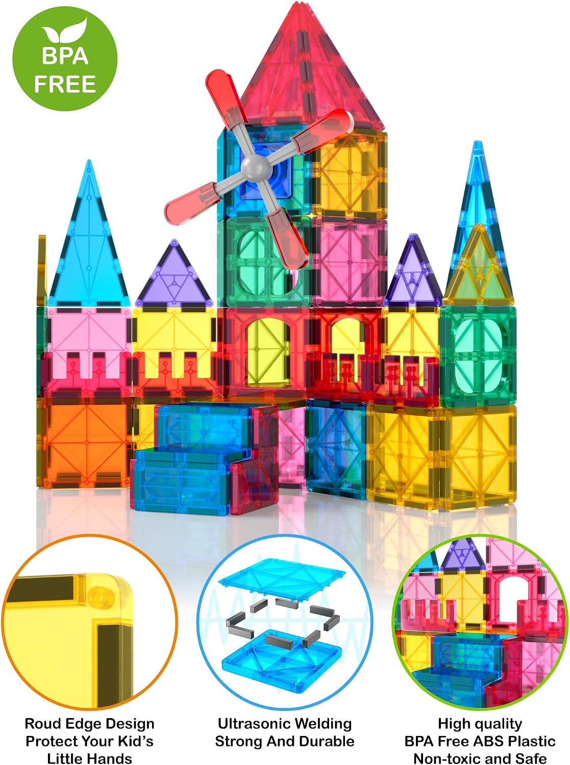 Detalle 2 de Jasonwell Magnetic Building Tiles 100-Piece Set