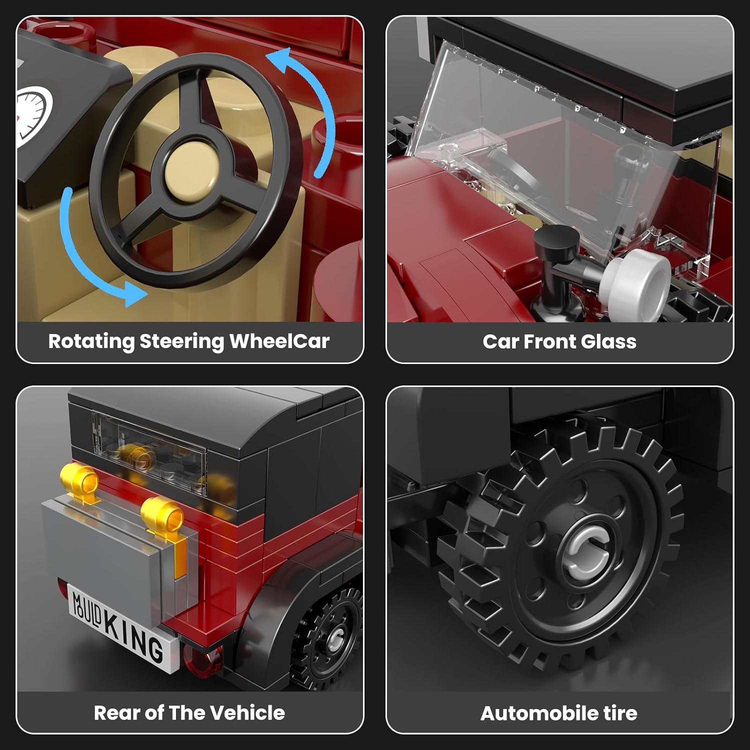 Thumbnail 5 de Mould King 27101 Technik Speed Champion Luxus Oldtimer – 319-teiliger Supersportwagen-Bausteinbausatz mit Acryl-Vitrine