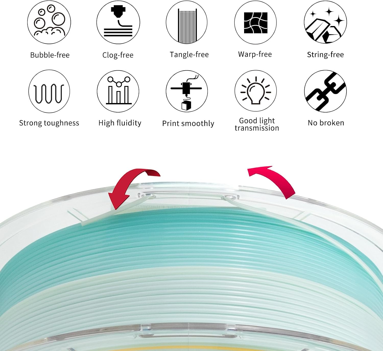 Thumbnail 5 de IEMAI PETG Filament 1.75mm 10kg – Gradient Translucent PETG for 3D Printing