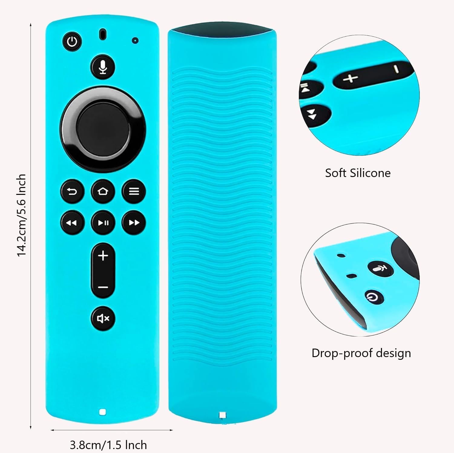 Thumbnail 2 de Silicone Remote Cover Case (Glowing in The Dark) – shockproof, anti-slip remote sleeve for 4K remotes, Blue