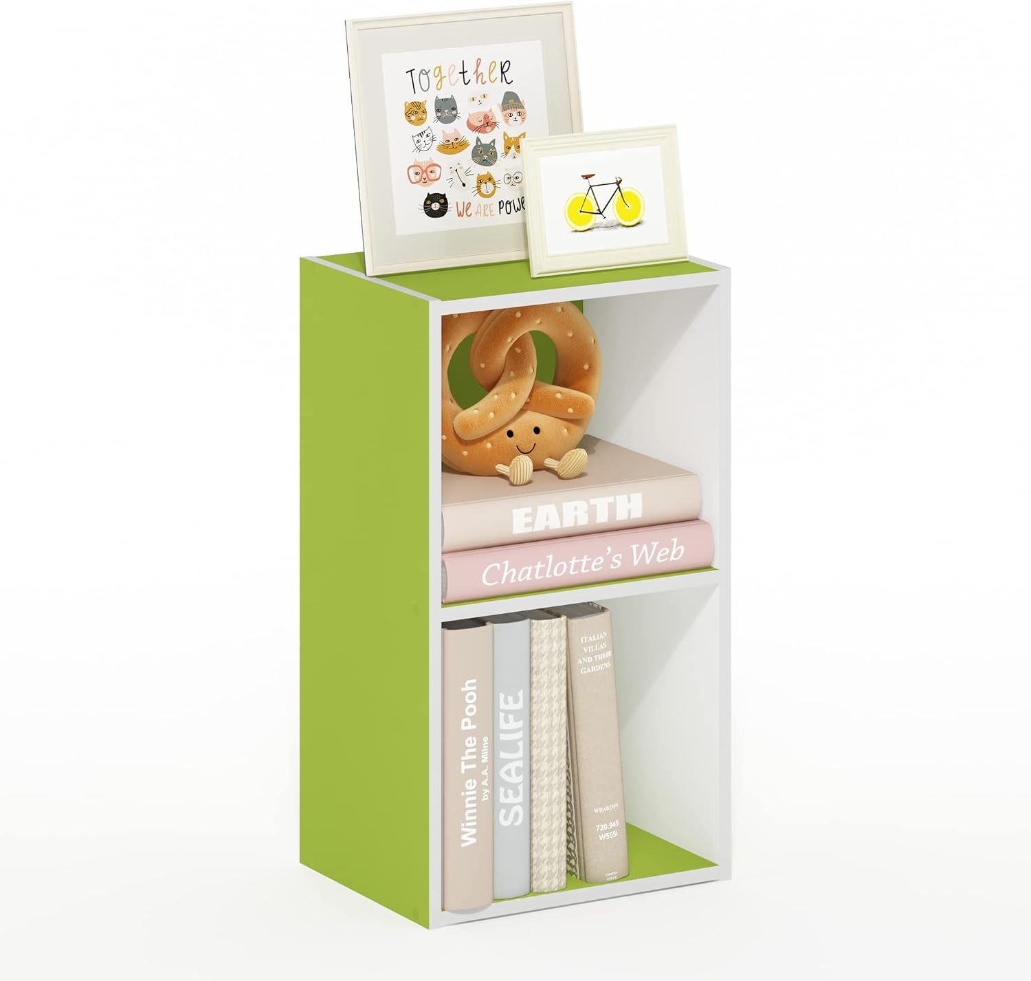 Detalle de Furinno Pasir Libreria a 2 ripiani aperti, verde/bianco