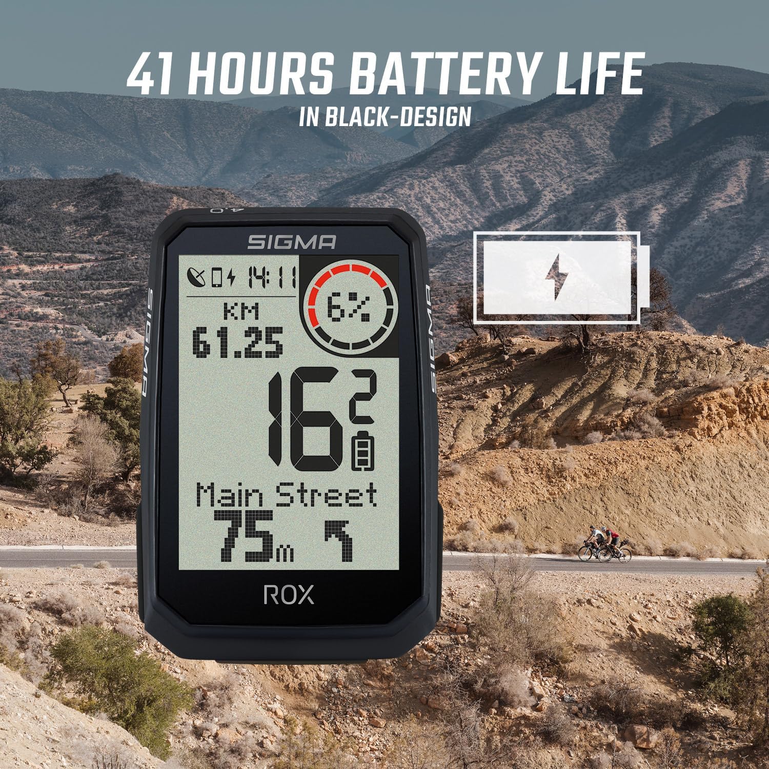 Detalle de SIGMA ROX 4.0 Endurance Black : GPS vélo avec 41 h d’autonomie et guidage re-routing