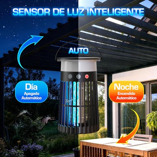 Detalle de Dnenellr Lámpara Antimosquitos Solar de Exterior: Protección 3 en 1 para Jardín, Terraza y Balcón
