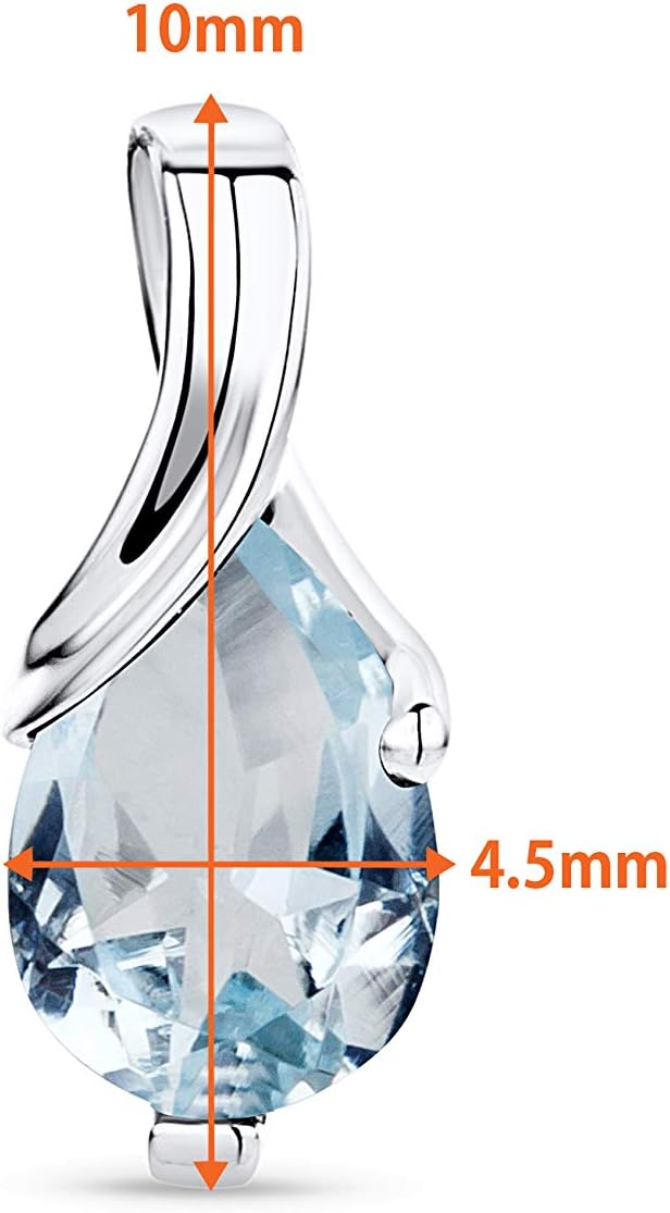Detalle de Orovi Bijoux Femmes Boucles d'Oreilles poires en Or Blanc 9 Carat avec Aigue-marine bleu