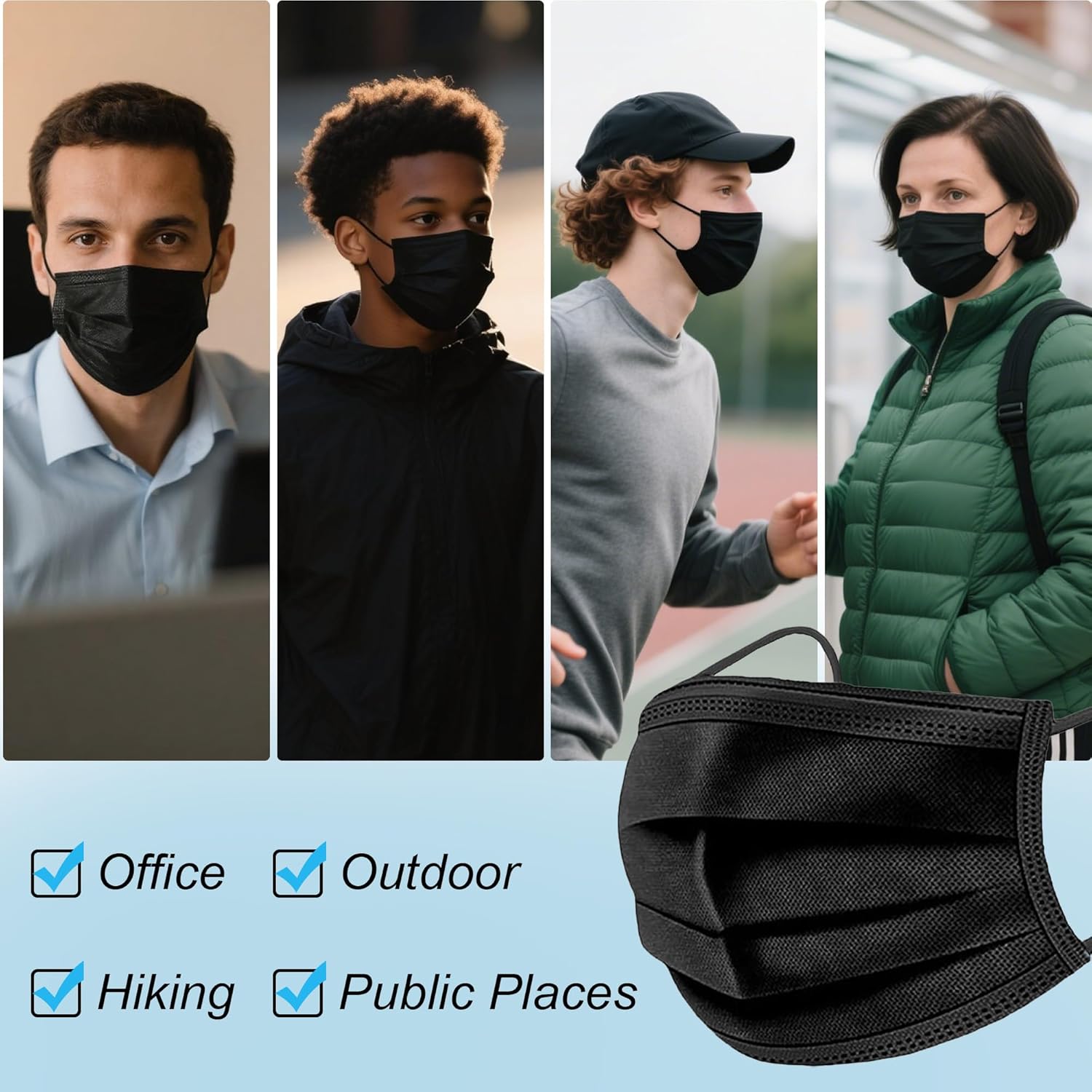 Detalle 2 de LEMENT 100 Pcs Disposable 3‑Ply Face Masks 😷