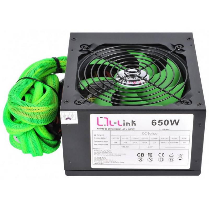 Thumbnail 2 de L-Link LL-PS-650: Fuente de alimentación ATX 650W con ventilador silencioso y cables planos