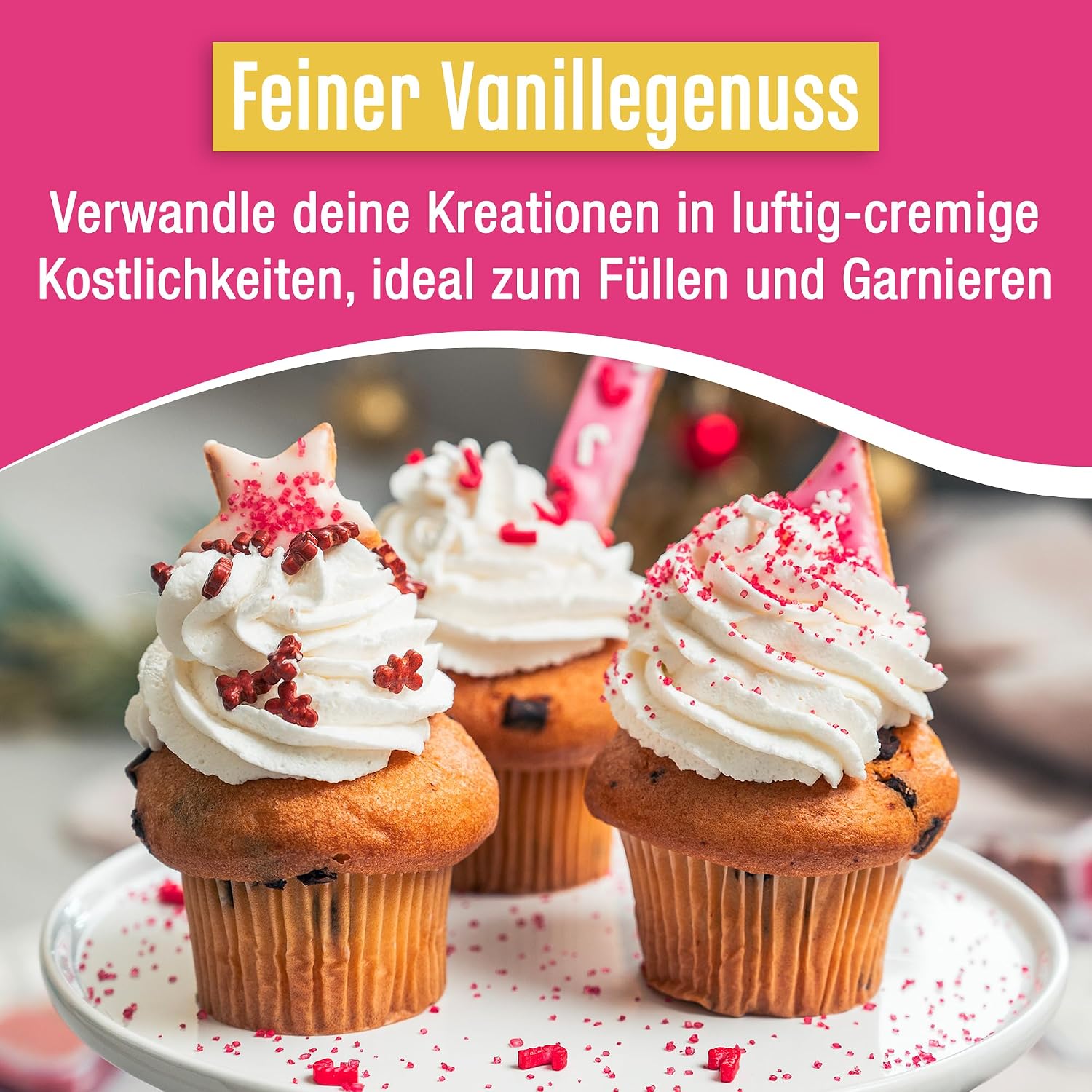 Detalle 2 de DECOCINO Vanille Buttercreme Fertigmischung (3x250g) – einfache, luftige Vanille-Buttercreme zum Garnieren und Füllen