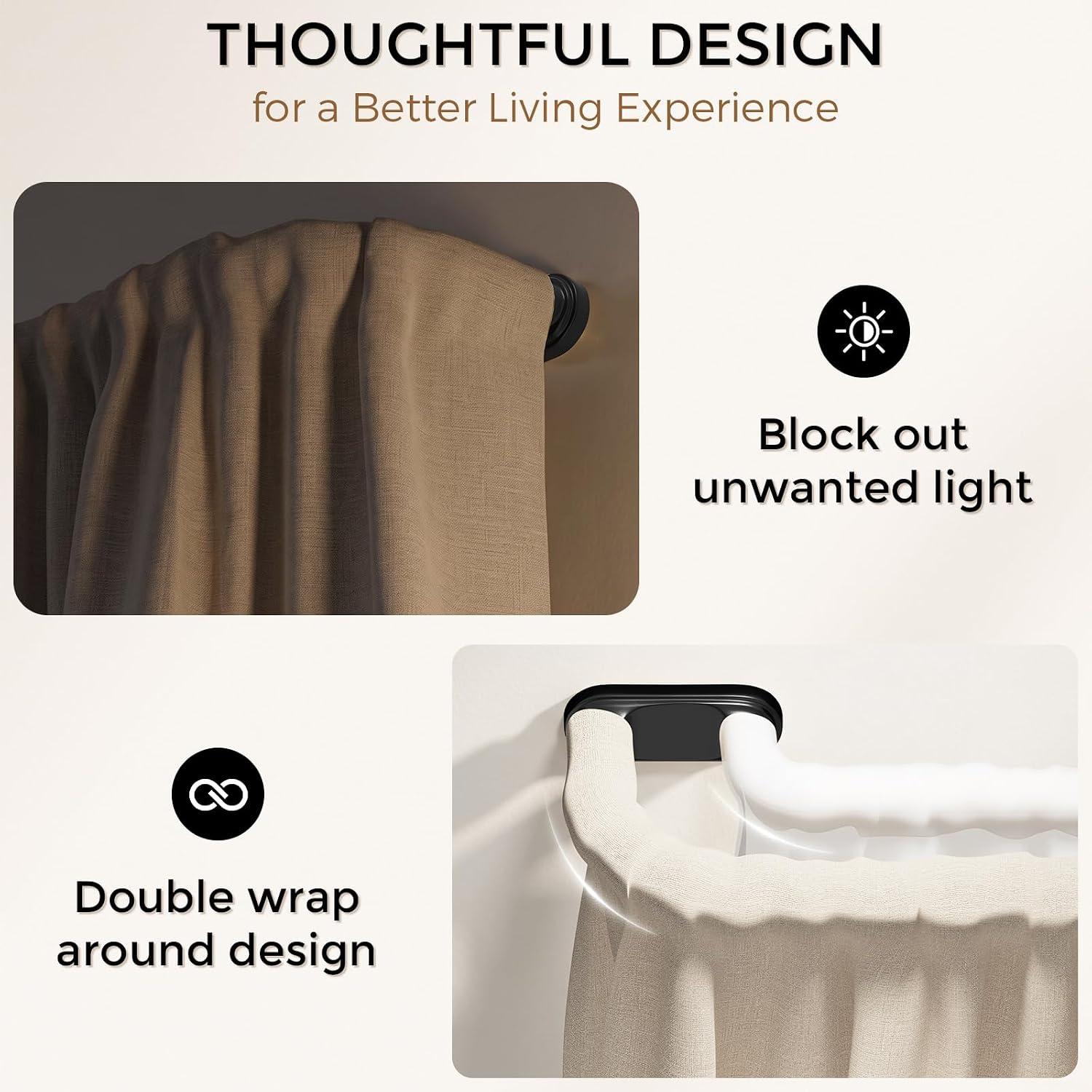 Detalle de Rpxaiy Double Curtain Rod 36–120 Inches