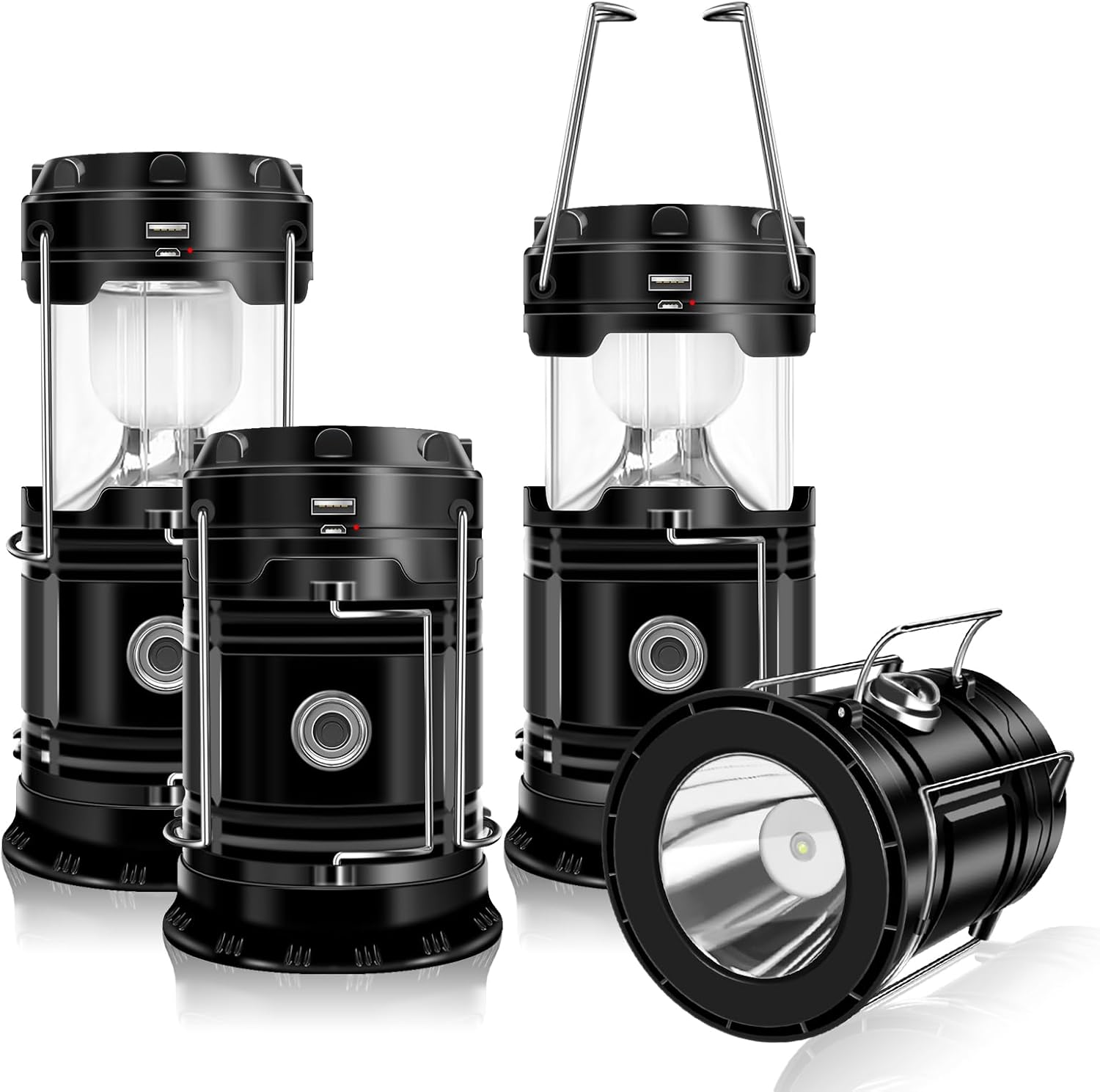 Detalle de DIBMS PEC00592x4-DI 4-Pack Solar Camping Lanterns, 300-Lumen LED