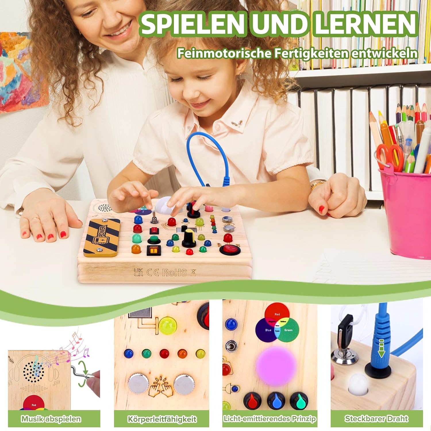 Detalle de Montessori Busy Board 18,4 x 17 cm