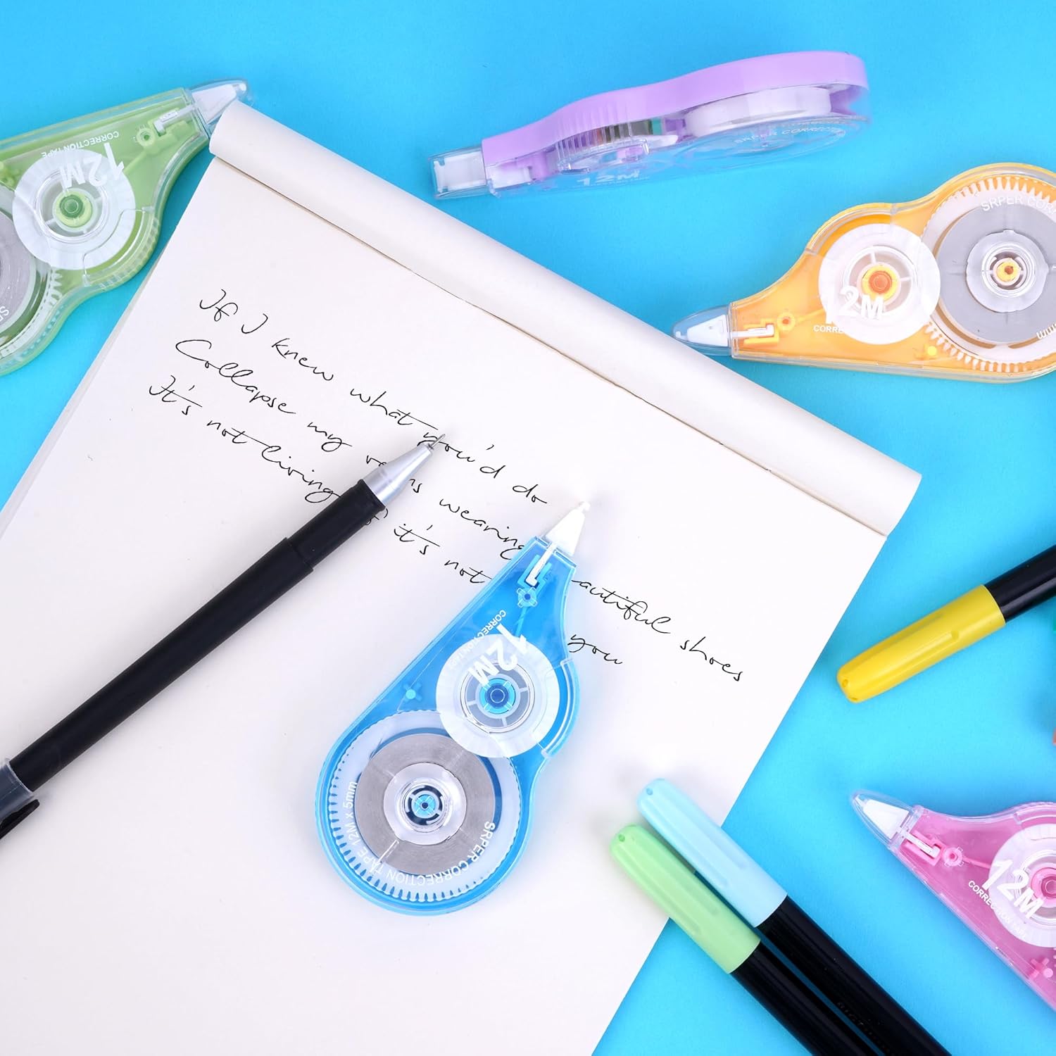 Thumbnail 6 de Jewan Bianchetto a Nastro 12 m x 5 mm — 10 pezzi, correttore a nastro con protezione per bambini e studenti