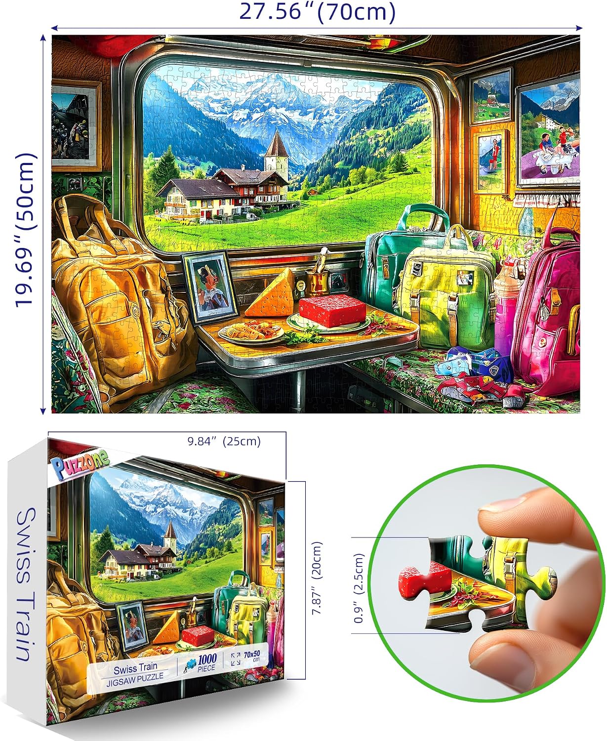 Detalle 2 de PuzzOne Swiss Mountain Train 1000-Piece Jigsaw Puzzle, 27.5" x 19.7