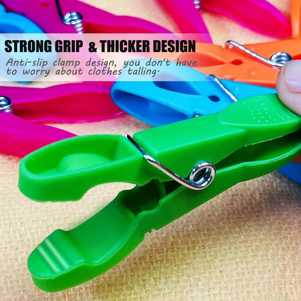 Thumbnail 2 de Clothes Pegs, 52-Pack with Durable Springs for Washing Line – 4 Colour Non-Slip Plastic Laundry Clips