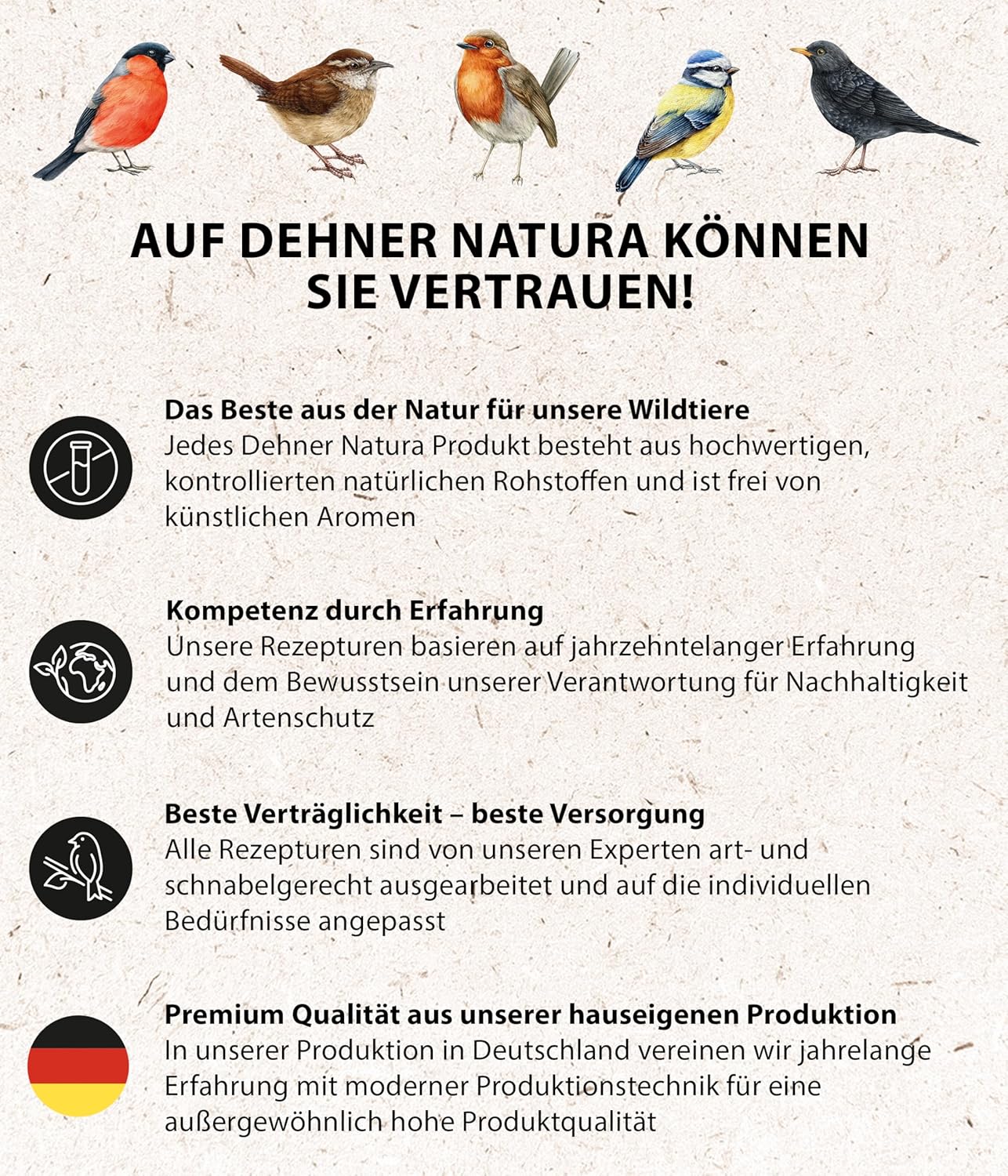Detalle 2 de Dehner Natura Premium Wildvogelfutter – Ganzjahresfutter, schalenfrei, 10 kg