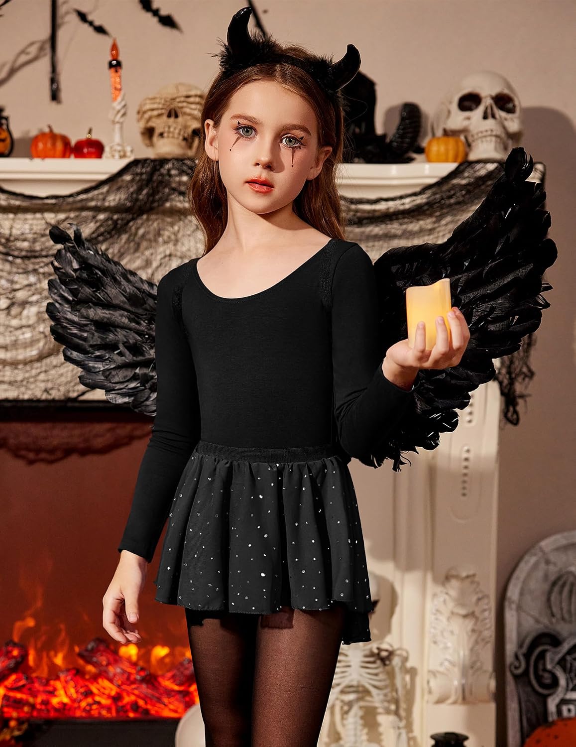 Thumbnail 1 de Zaclotre Girls' Long-Sleeve Ballet Leotard with Crisscross Back and Removable Shiny Skirt