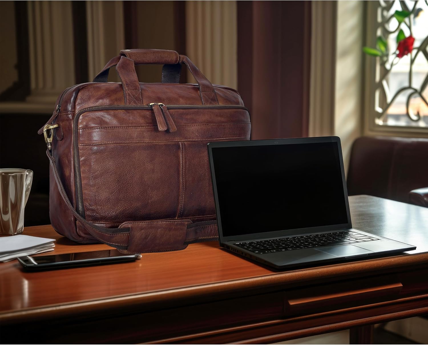 Thumbnail 1 de Oak Leathers Messenger Bag for Men and Women – Handcrafted Laptop Briefcase