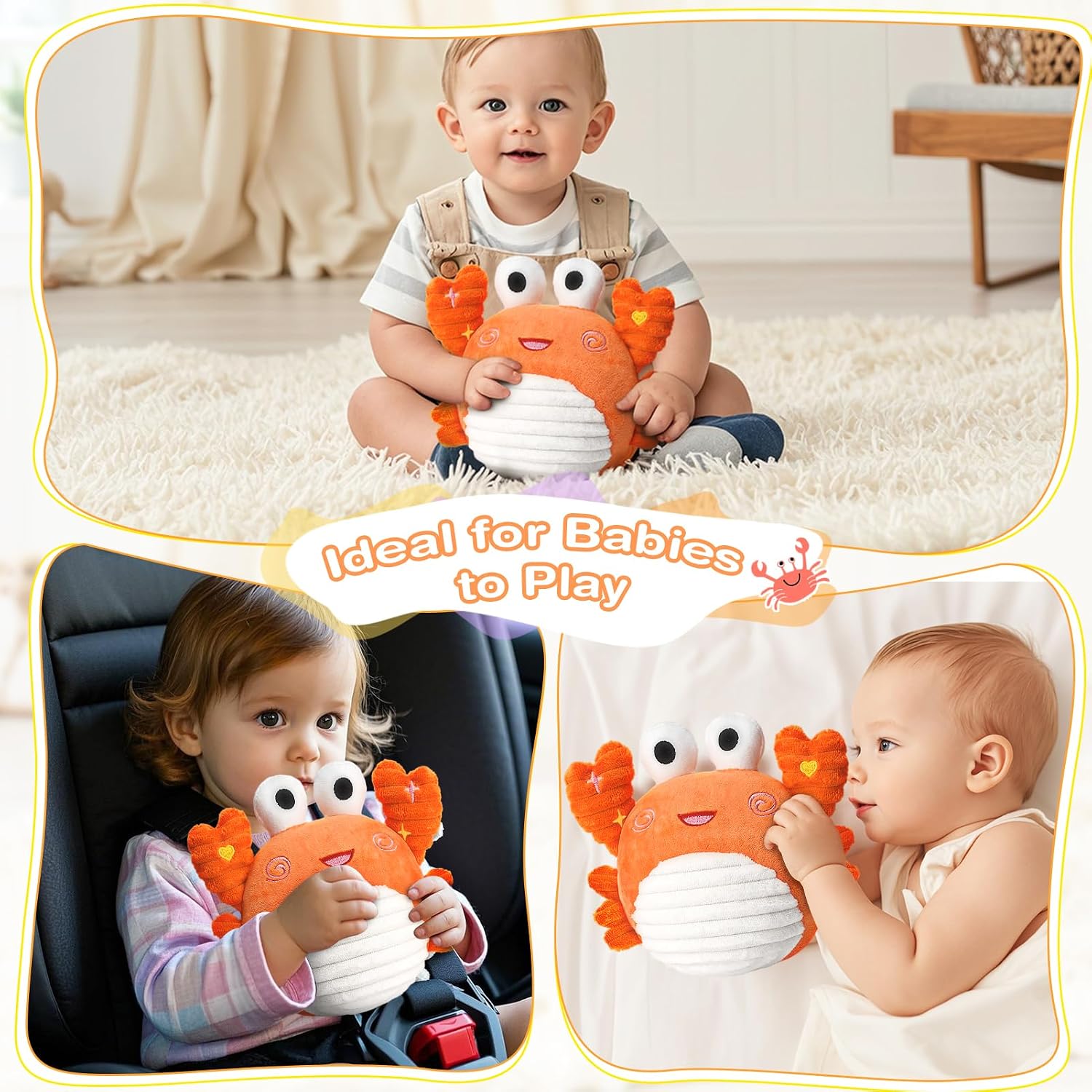Thumbnail 2 de Vanplay Crawling Crab Toy — Sensory Plush for Babies 6–12 Months