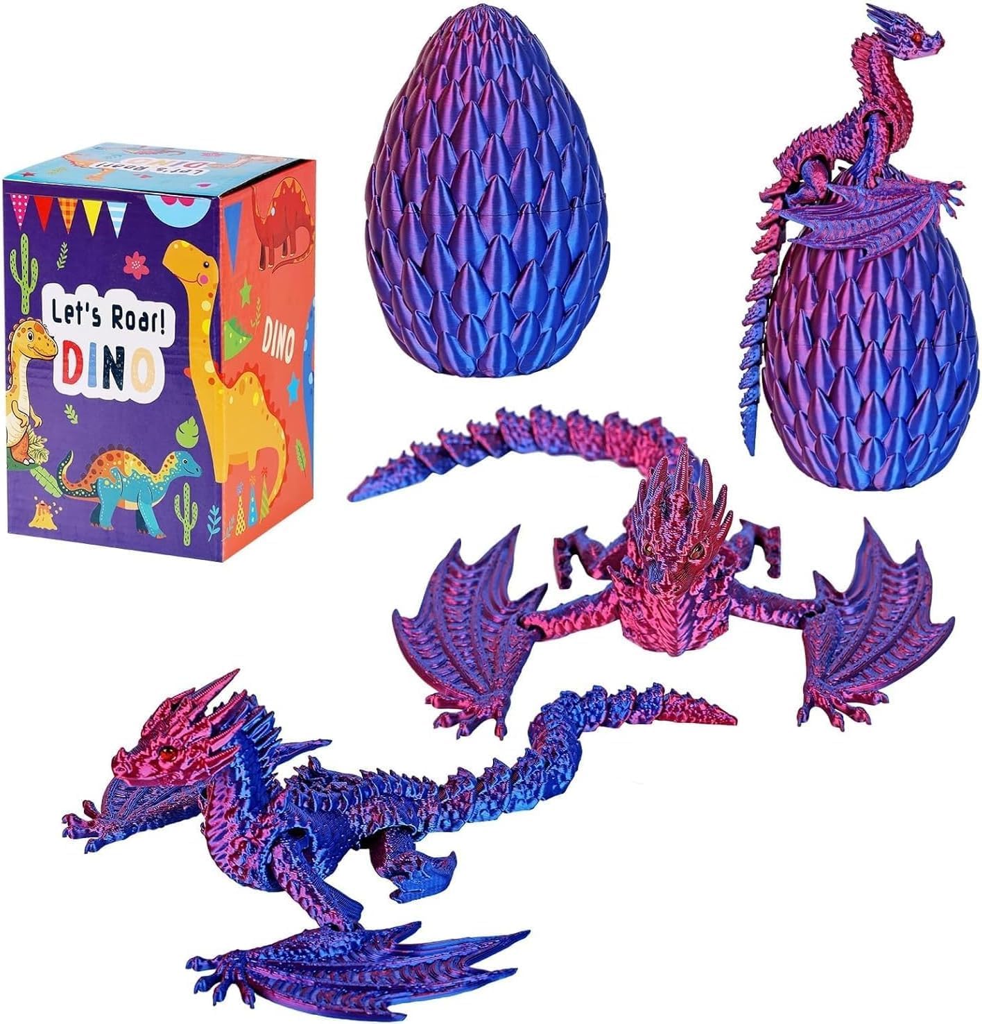 Detalle de TXB3DOK 3D-Printed Flying Dragon in Egg, Articulated Fidget Figure