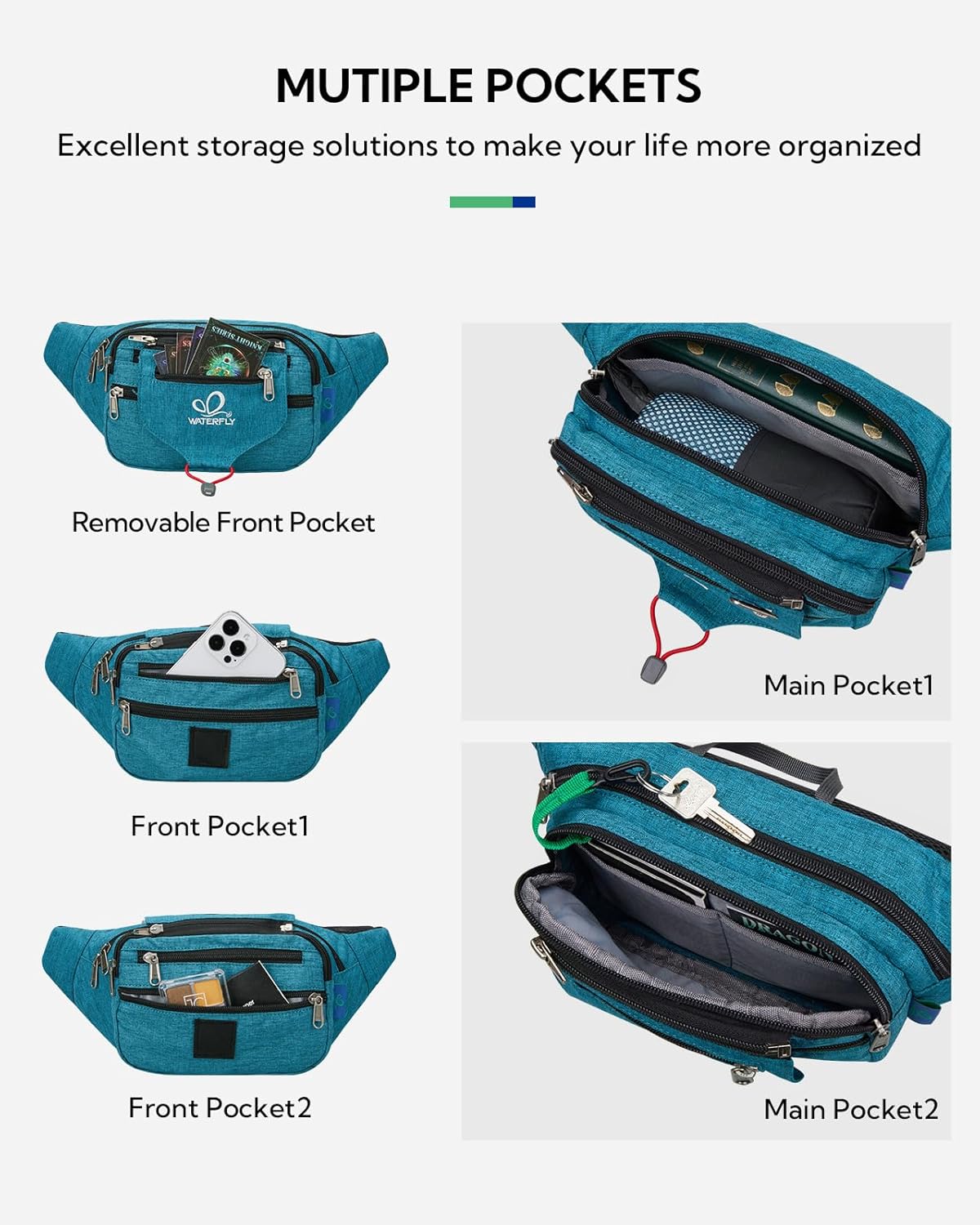 Thumbnail 2 de Waterfly Bum Bag Fanny Pack for Men and Women: A practical, multi-pocket waist pack for everyday use