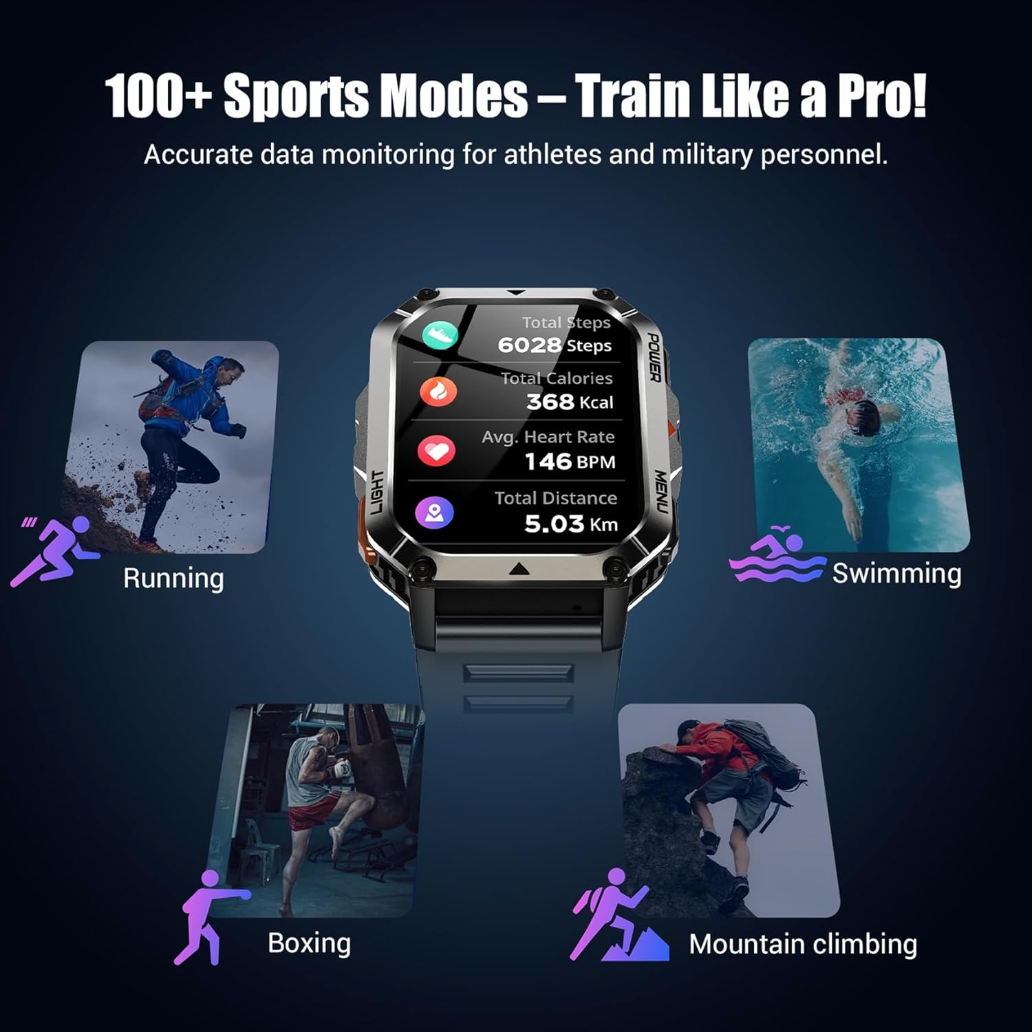 Thumbnail 5 de Military Smart Watch 2.01" Fitness Watch with Compass