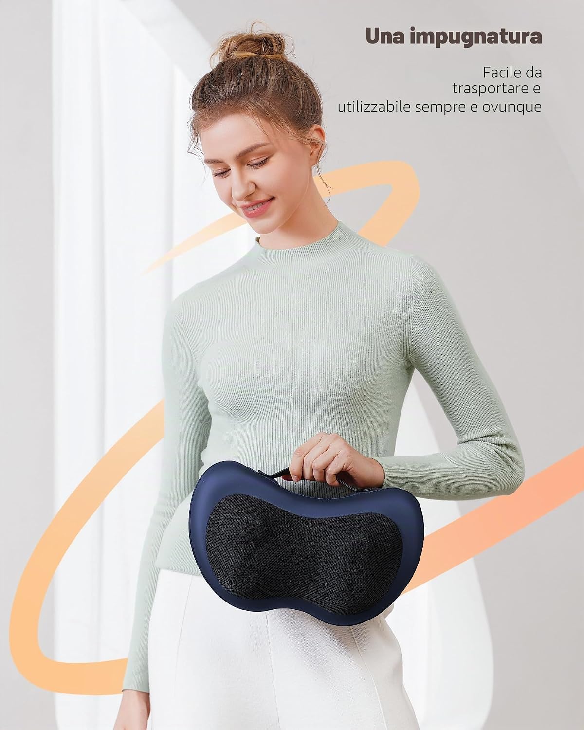 Detalle 2 de KNQZE Massaggiatore per collo con calore e testine 3D: comfort mirato per spalle, collo e schiena