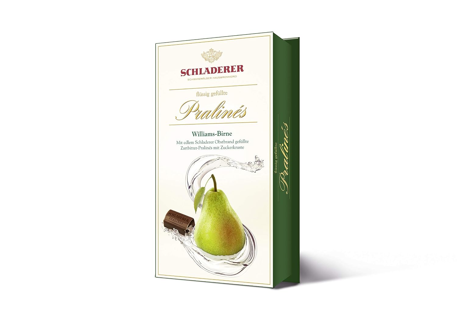 Detalle de RCP Schladerer Pralinés Williams Birne – 2 x 127 g: Flüssig gefüllte Zartbitter-Pralinen mit Williams-Birnenbrand